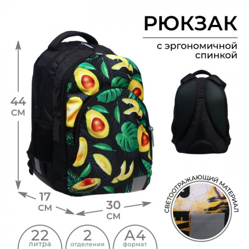Рюкзак молодёжный, 44 х 30 х 17 см, эргономичная спинка, Calligrata Р 