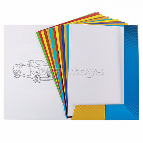 Набор цветного картона и цветной бумаги Мелованной 18л 8ЦВ+8ЦВ+2 белых А4ф 194х280мм 