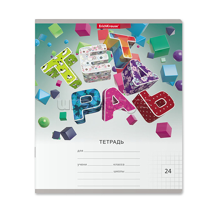 Тетрадь 24 л., клетка, 3D Letters