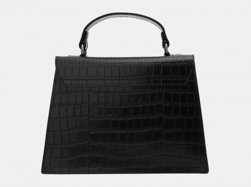 Черная кожаная женская сумка из натуральной кожи «W0046 Black Croco PG»