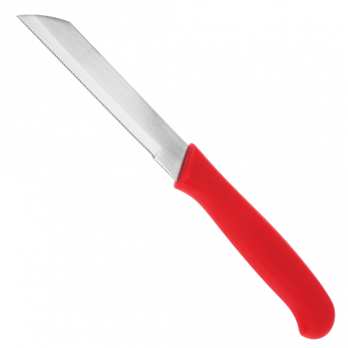 Нож для овощей 77мм, лезвие из нержавеющей стали, цветная пластмассовая ручка с отверстием в ассортименте: синий; красный; зеленый 