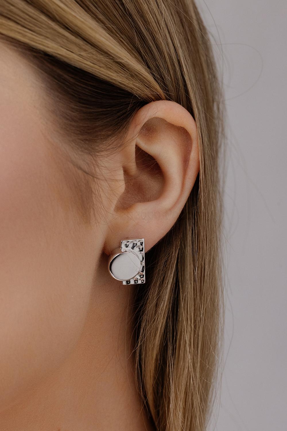 Серьги из серебра родированные - Круги, шайбы 925 пробы С50127р