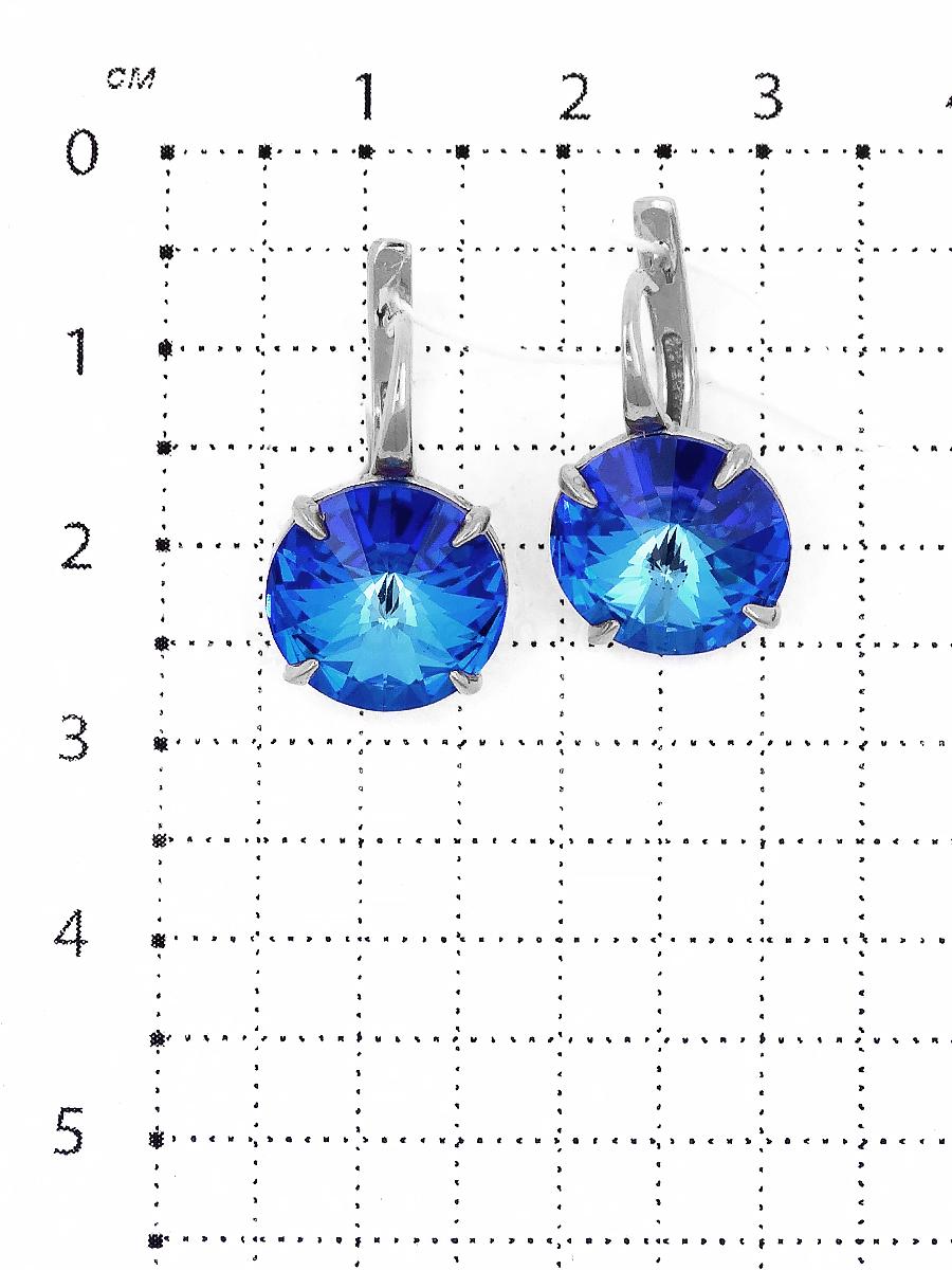 Серьги из серебра с кристаллами Swarovski Королевский синий родированные 925 пробы с-002р-001L110D