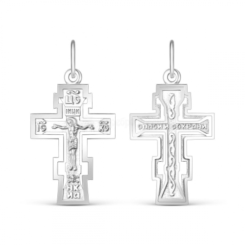 Крест из серебра родированный - 3,3 см