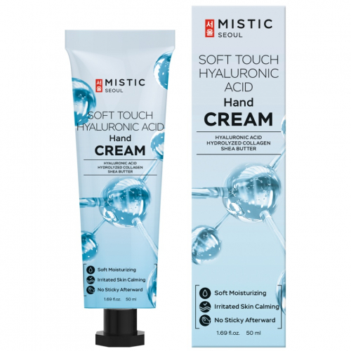 Увлажняющий крем для рук с гиалуроновой кислотой и коллагеном MISTIC SOFT TOUCH HYALURONIC ACID 50мл
