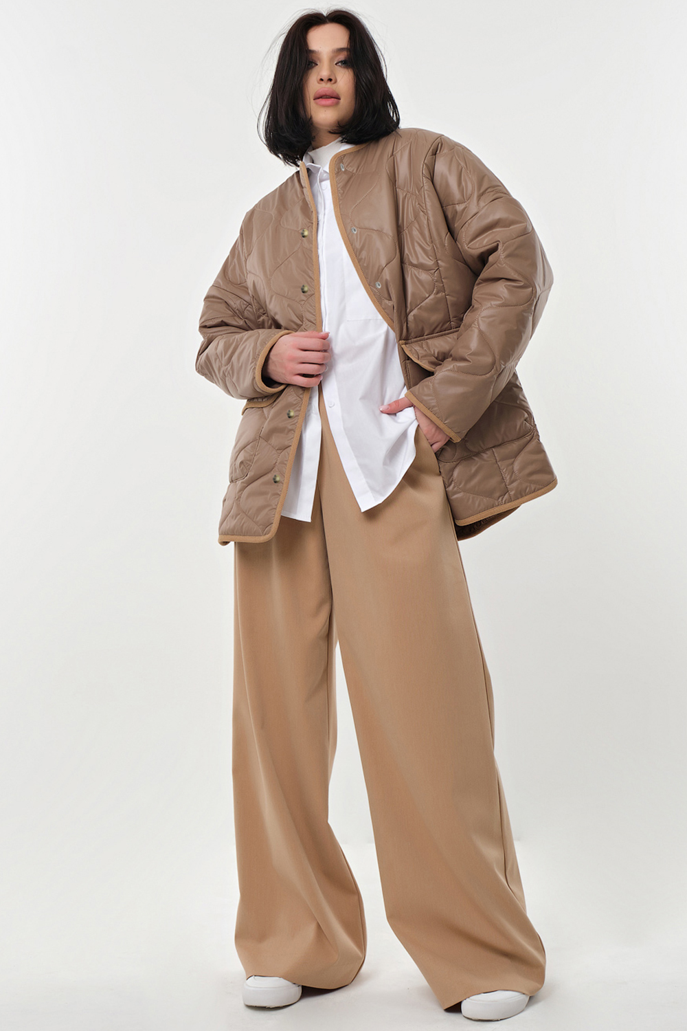 ст. цена3950руб.! Куртка стеганая из плащевой ткани ореховая