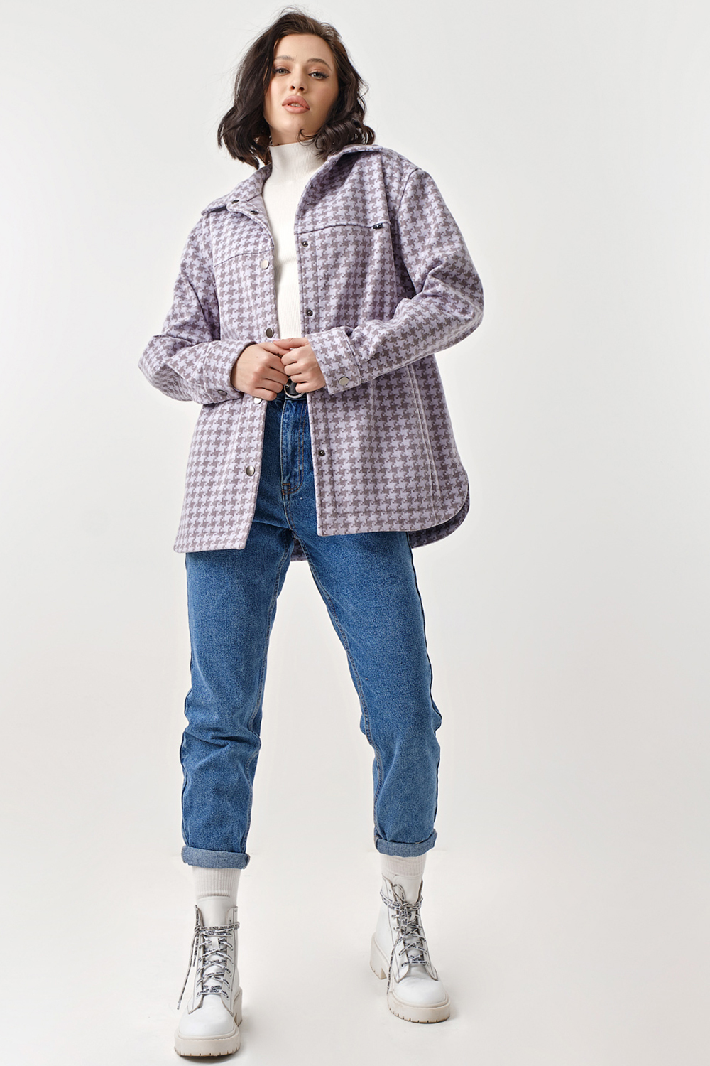 ст. цена3490руб.! Теплая рубашка из пальтовой ткани сиреневая