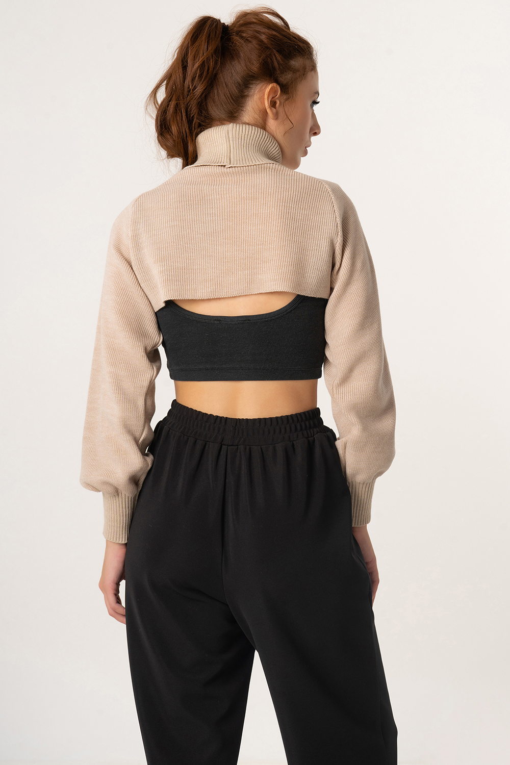 ст. цена1482руб.! Манишка-свитер с рукавами ONE SIZE бежевый