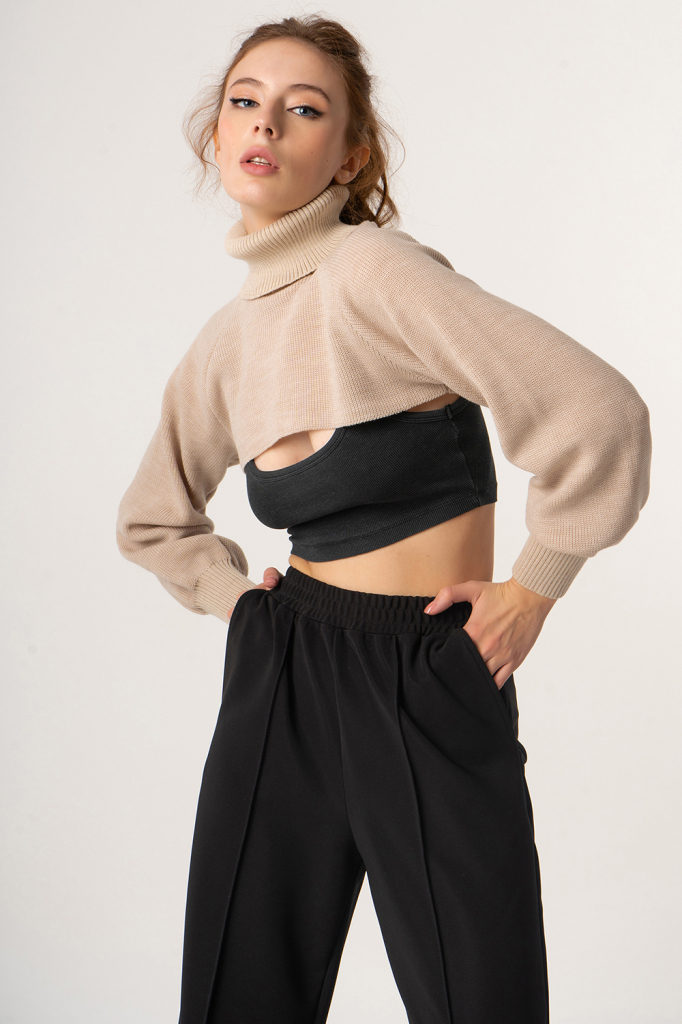 ст. цена1482руб.! Манишка-свитер с рукавами ONE SIZE бежевый