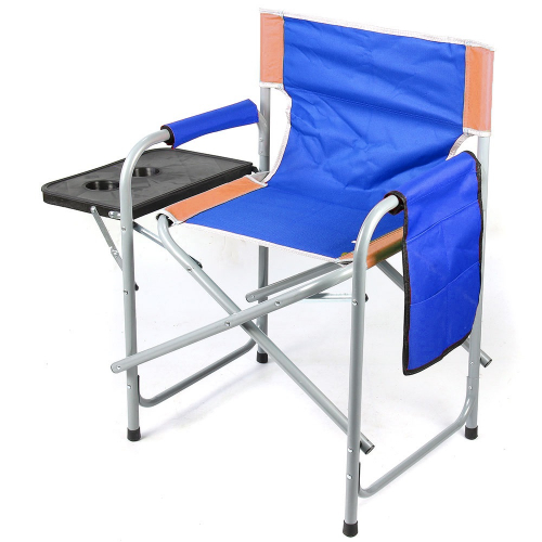 Кресло KUTBERT, В80*Ш60*Г55, складное,подлоктн.,столик,стальн.каркас, до 110 кг,цв.син-оран(89-014)