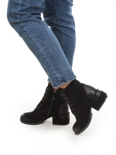 04-XR189-1 BLACK Ботинки зимние женские (натуральная замша, натуральный мех)