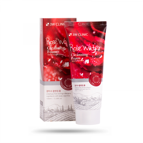 [3W CLINIC] Пенка для умывания РОЗОВАЯ ВОДА Foam Cleansing Rose Water, 100 мл