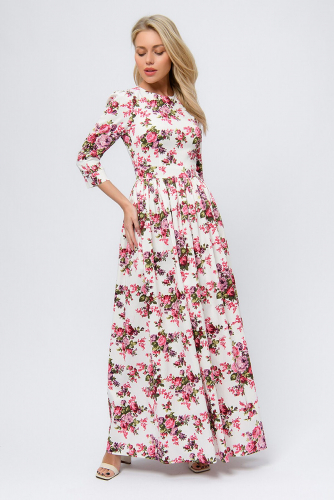 Платье 1001 DRESS #892211Белый (цветочный принт)