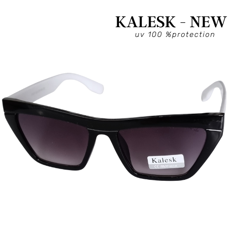 Очки солнцезащитные Kalesk женские чёрные с белыми дужками