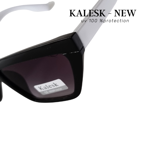 Очки солнцезащитные Kalesk женские чёрные с белыми дужками