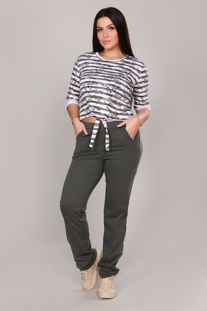 Костюм футболка+брюки - Fashion sports - 378 - хаки