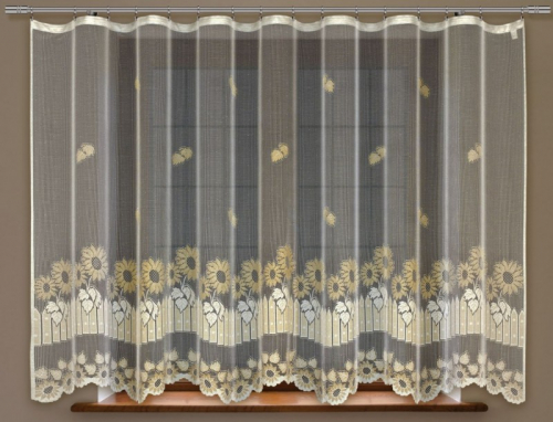 Готовые шторы арт.  219420/160, ПОДСОЛНУХИ, золотистая пряжа, 160 см высота Х 315 см ширина, на универсальной ленте