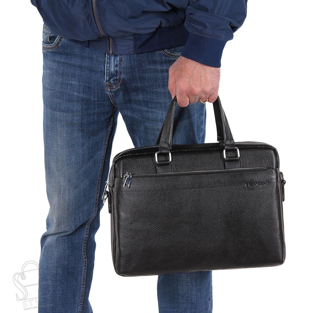 Портфель мужской кожаный 66275H black Heanbag