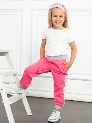 Розовые брюки с полосками по бокам для девочки (20167а)