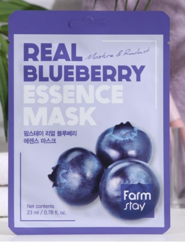 Farm Stay /Тканевая маска для лица с экстрактом черники . Real Blueberry  Essence Mask. 10 шт.