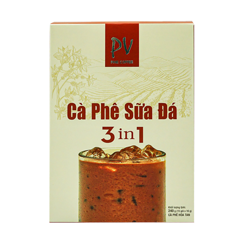 05.093 до 06.24  Кофе растворимый PV FINE COFFEE - Кофе со льдом и молоком 3в1, 240г/15 пак. х 16г (Ca Phe Sua Da, 240g/15 goi х 16g)