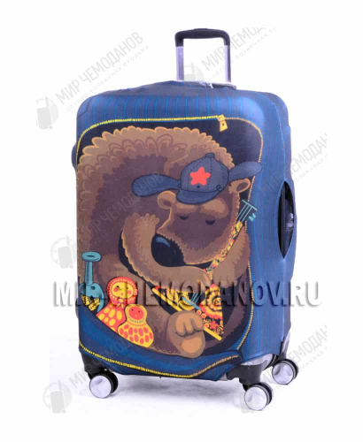 Чехол для большого чемодана “Русский медведь и матрешки”