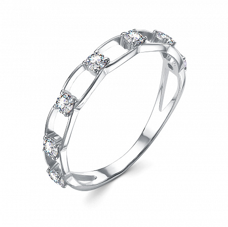 Кольцо с фианитом родированное серебро 925*