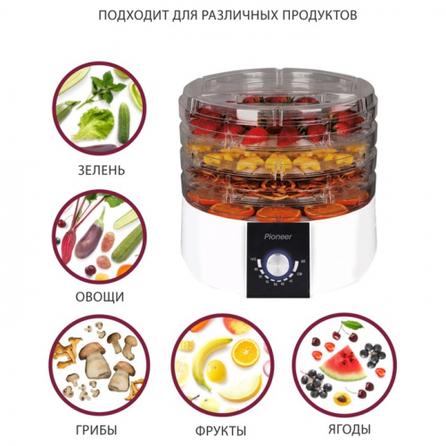 Сушилка для овощей и фруктов Pioneer FD306, 550 Вт, 6 ярусов