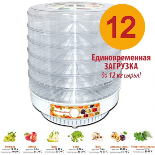 Сушилка для овощей «‎‎Ветерок-2 Люкс», 6 ярусов, 600 Вт, прозрачные уровни