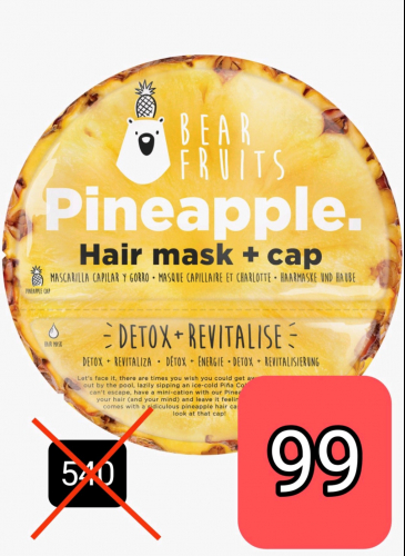 Bear Маска для волос + шапочка Ананас Detox + Revitalise!