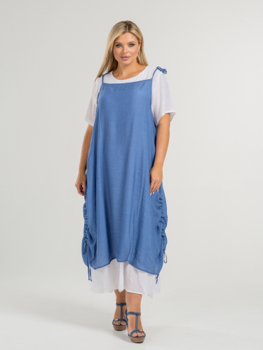 Платье 1155 бело-синий