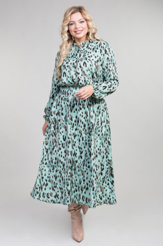 Платье 1269 леопард на мятном