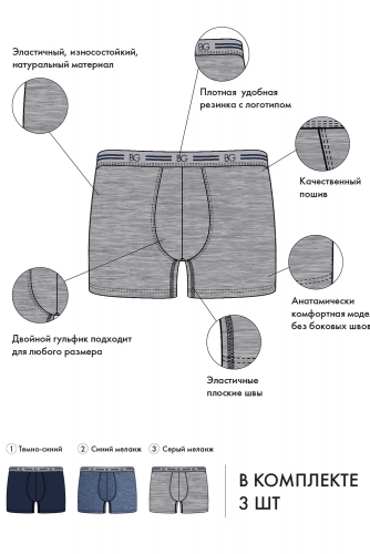 Набор трусов (3 шт.) BeGood UM1202 Underwear