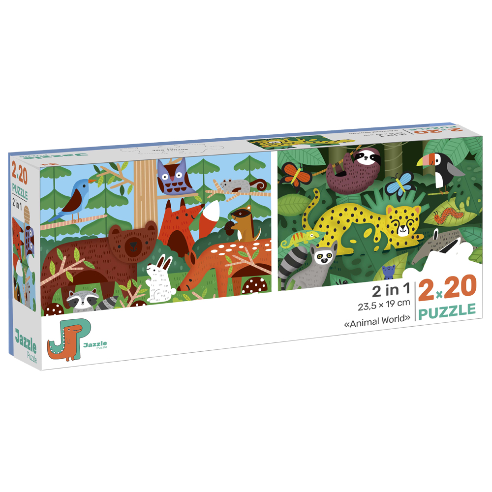 Пазл JAZZLE PUZZLE В мире животных 2 в 1 40 дет.