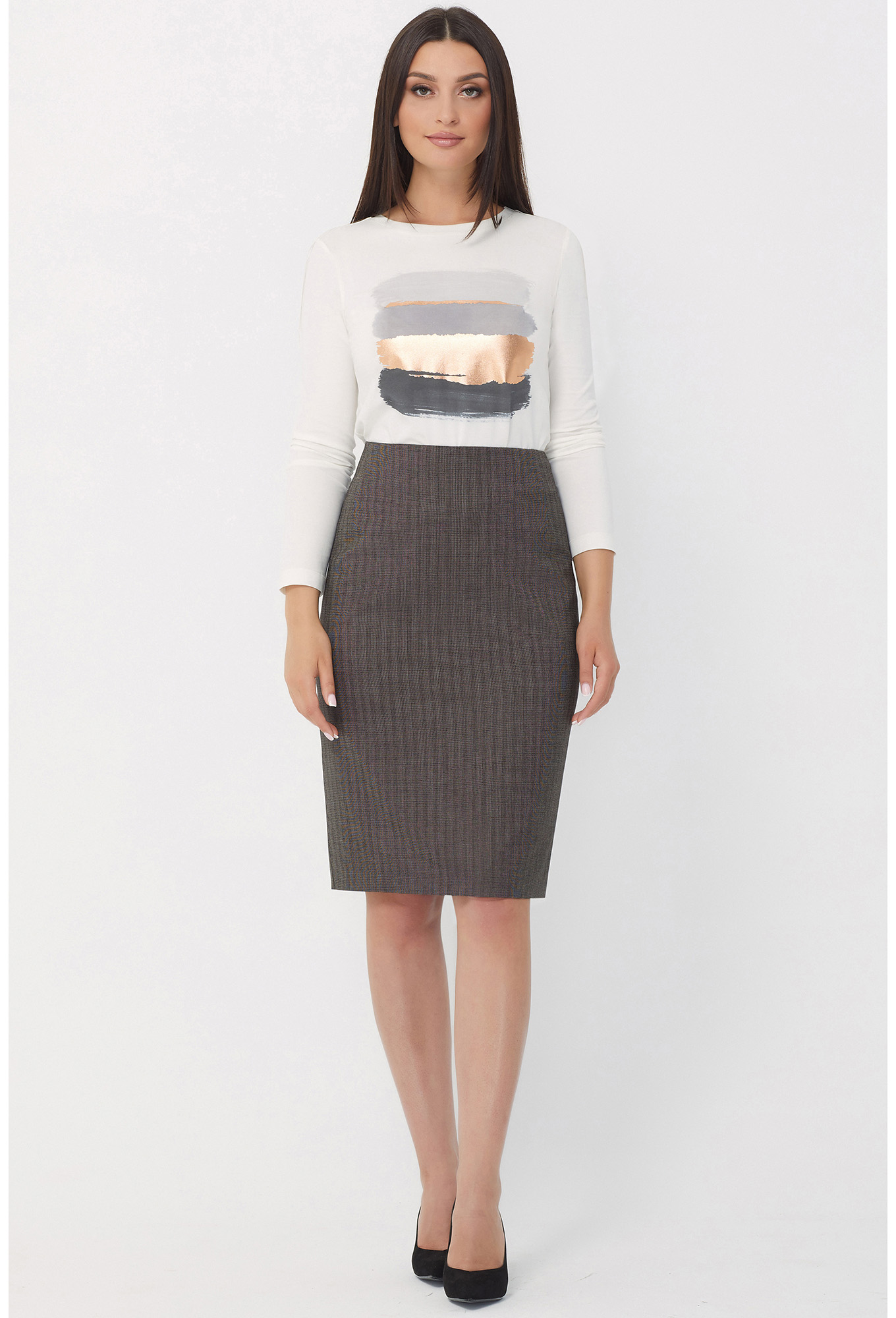 ст. цена1499руб.! Юбка Bazalini 4249 серо-коричневый