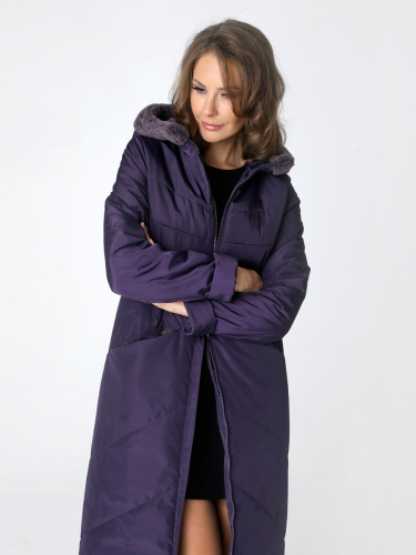 Пальто демисезонное 22304 т.фиолетовый. Старая цена 5600 руб. Новая цена 4600 руб!