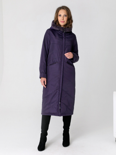Пальто демисезонное 22304 т.фиолетовый. Старая цена 5600 руб. Новая цена 4600 руб!