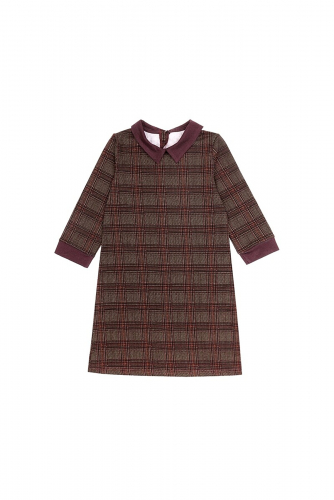 Платье АПРЕЛЬ #886592Клетка текстильная коричневый+бордовый+темно-бордовый135