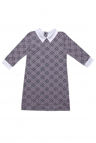 Платье АПРЕЛЬ #693052Клетка диагональная серый+черный+белый