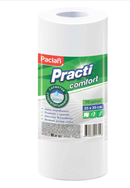 Тряпка универсальная Comfort, 25см х 35см, 70шт. в рулоне