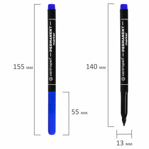 Маркер перманентный CENTROPEN 2536, СИНИЙ, тонкий наконечник, 1 мм , трехгранная зона захвата, 6 2536 0106, 151109