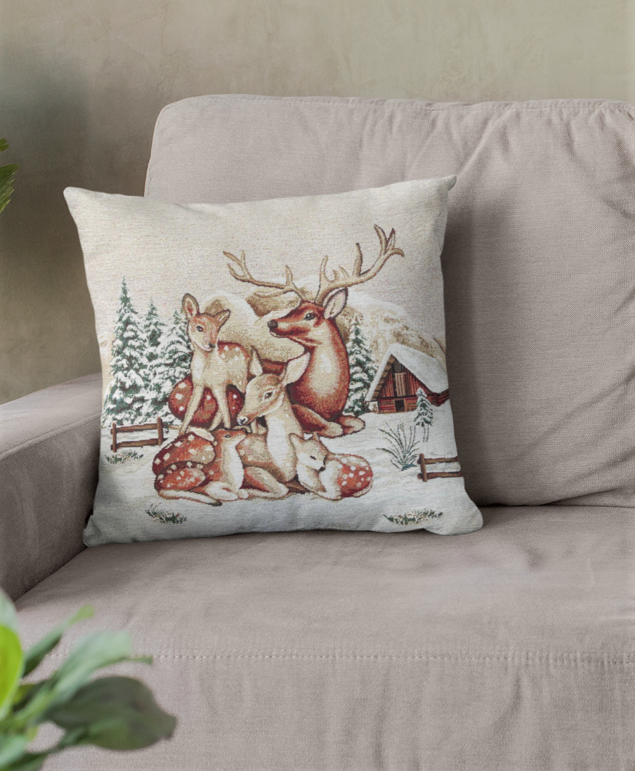 Алтай олени Наволочка 45х45 см 2310409 шенилл золото