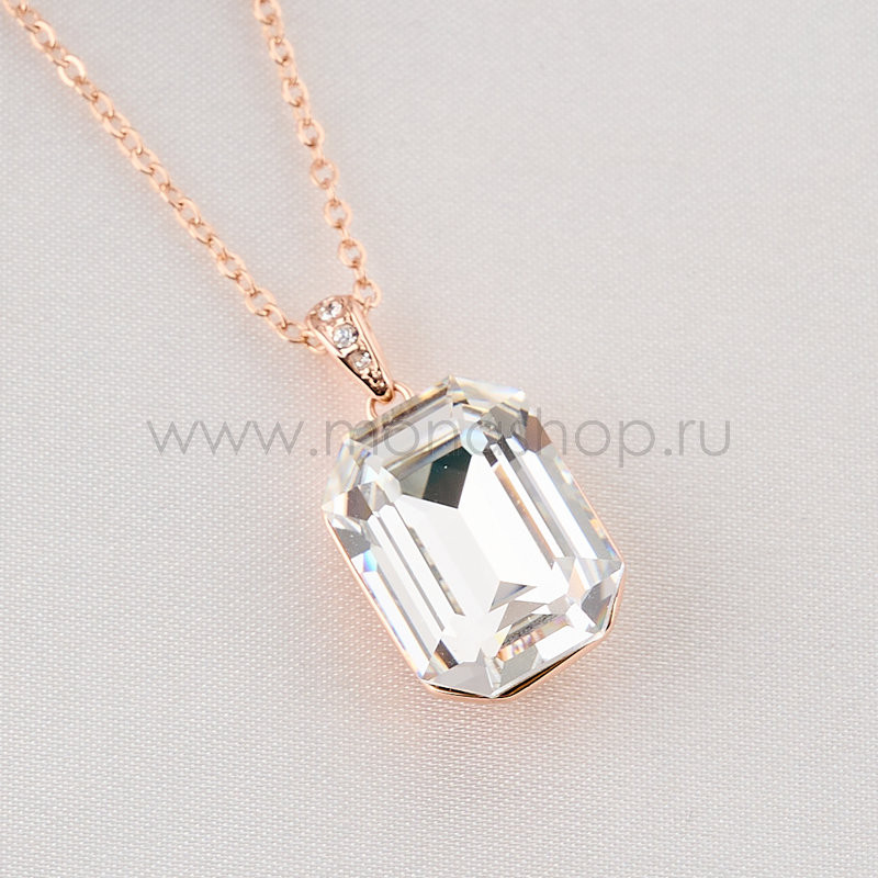 Кулон Бриллиантовый цвет с кристаллом Swarovski, покрытие - золото