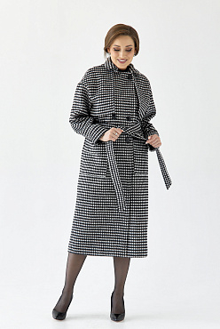 Пальто женское демисезонное 25417 (черно-белый)