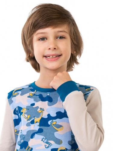 471560 Пижама детская Серо-бежевый, Синий КМФ