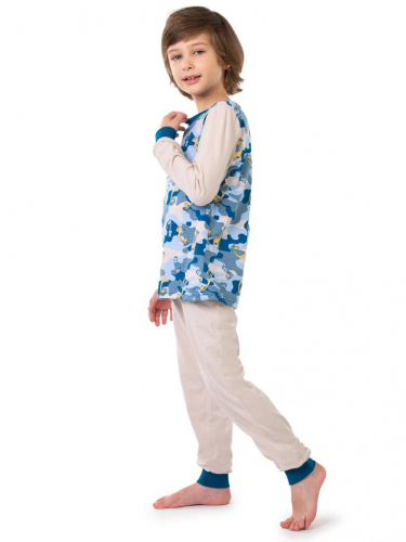 471560 Пижама детская Серо-бежевый, Синий КМФ