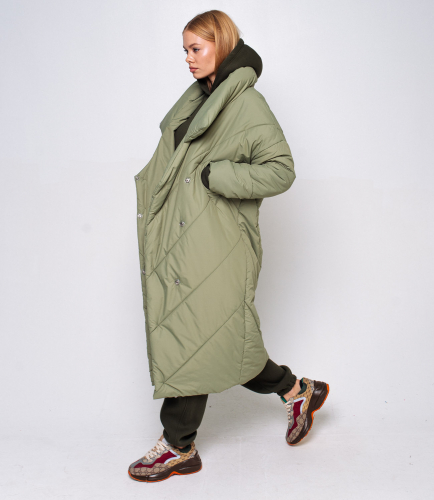 Пальто #БШ1290-1, оливковый