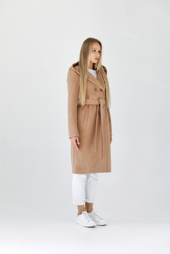 Пальто женское демисезонное 25020 (кэмел/ворсовая ткань)