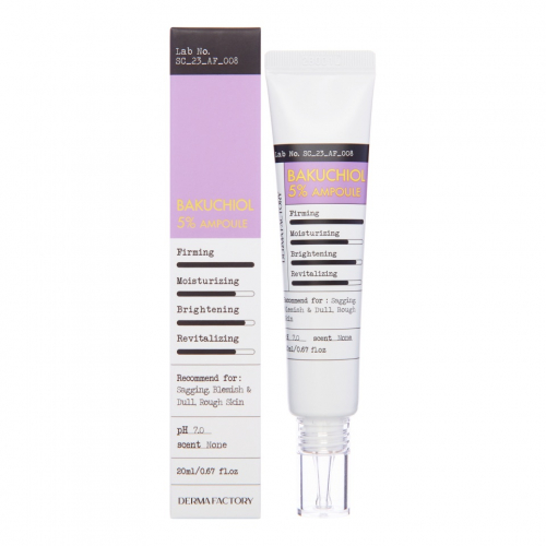 АКЦИЯ 1047р. 1152р.  Антивозрастная сыворотка для лица с бакучиолом DERMA FACTORY Bakuchiol 5% Ampoule  20мл