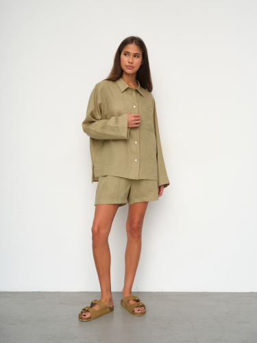 Рубашка короткая  S021_Olive Yellow/Салатовый